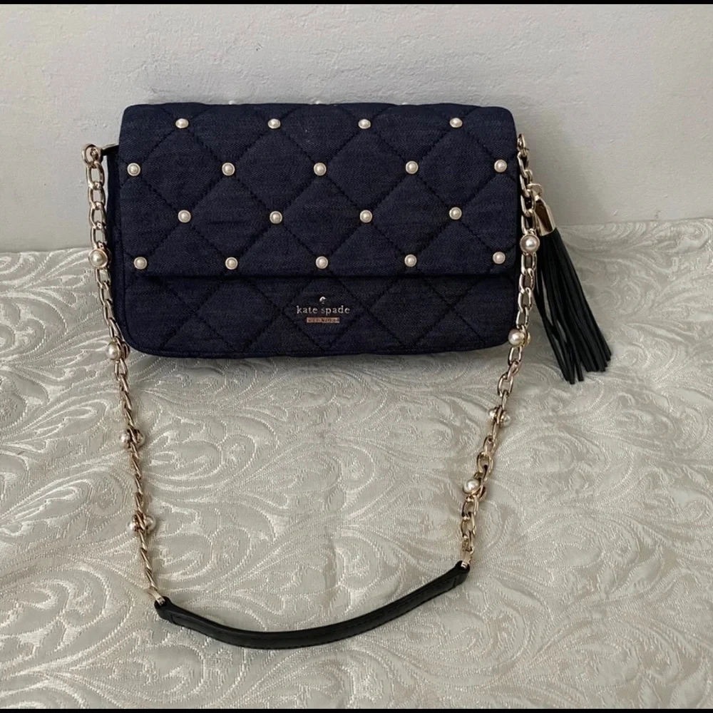 🟡 NWOT Kate Spade ♠️ Denim Shoulder Bag - Picture 2 of 5